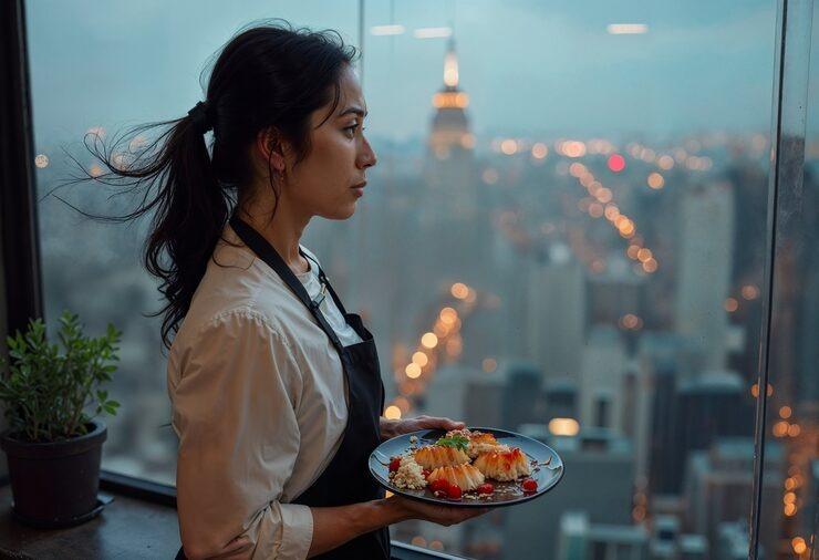 woman working as a professional chef